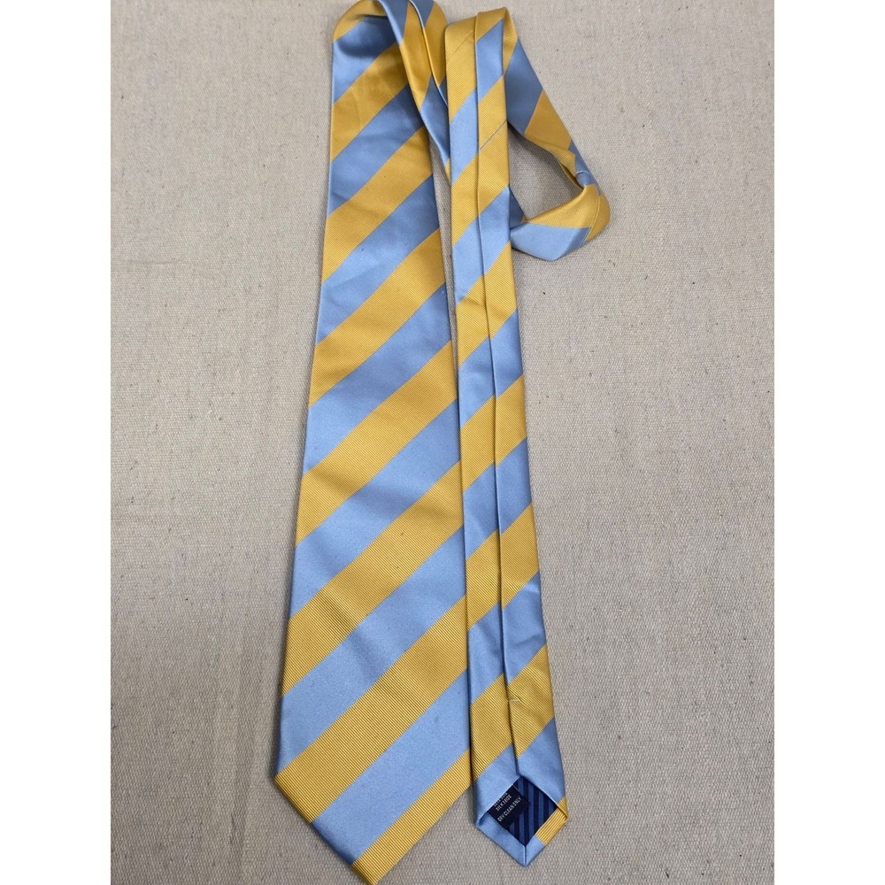 Charles Tyrwhitt Mens Silk Tie Yellow Light Blue Striped Repp Business Formal